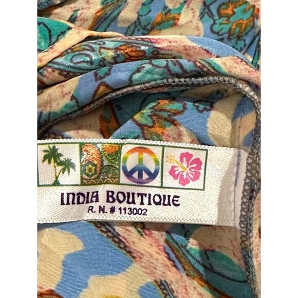 Bohemian Floral Maxi Dress With V-Neck & Tie Back - Women's Size S - Picture 7 of 14